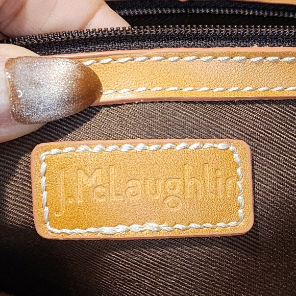 J. Mclaughlin Tan Canvas Tote Bag with Leather Straps - Picture 2 of 13